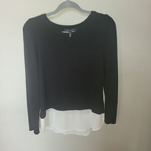 White House Black Market layered look sweater black and white small